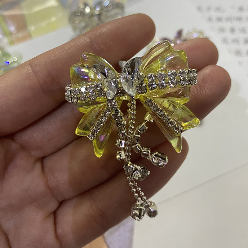 Wholesale Acrylic White Diamond Chain Bow Straight Hole Beads